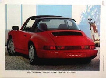 Porsche Original Werbeplakat 1989 - Porsche 964 Carrera 2 Targa - Gut Erhalten