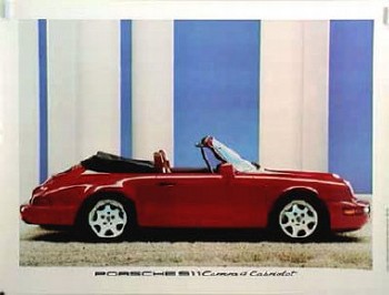 Porsche Original Werbeplakat 1989 - Porsche 964 Carrera 4 Cabriolet - Leichte Gebrauchsspuren