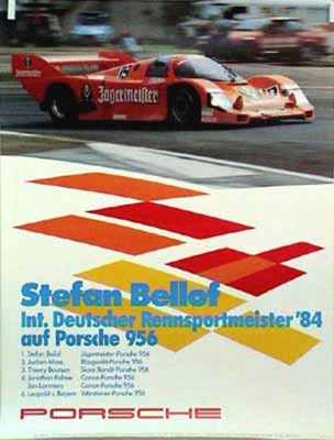 Porsche Original Rennplakat 1984 - Stefan Bellof Int. Deutscher Rennsportmeister - Leichte Gebrauchs