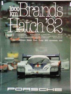 Porsche Original Rennplakat 1982 - 1000 Km Brands Hatch - Mint