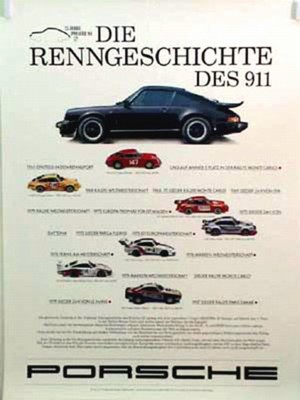 Porsche Original Werbeplakat 1988 - Die Renngeschichte Des 911 - Gut Erhalten