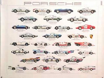 Porsche Original Werbeplakat 1980 - Automobile Rennwagen 1953-1980 - Gut Erhalten