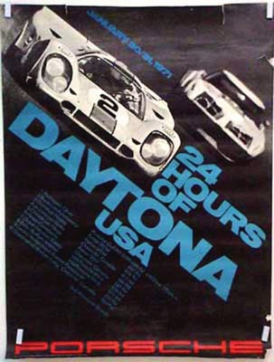 Porsche Original Rennplakat 1972 - 24 Stunden Von Daytona - Gut Erhalten