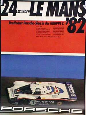 Porsche Original Rennplakat 1982 - 24 Stunden Von Le Mans - Leichte Gebrauchsspuren