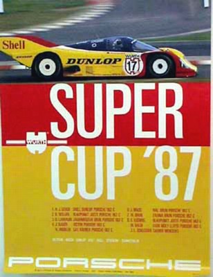 Porsche Original Rennplakat 1987 - Super Cup - Gut Erhalten