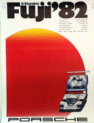 Porsche Original Rennplakat 1982 - 6 Stunden Fuji - Gut Erhalten