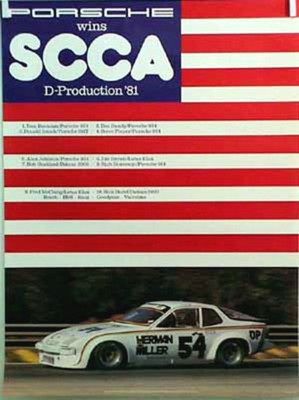 Porsche Original Rennplakat - Porsche 924 Gewinnt Scca - Leichte Gebrauchsspuren