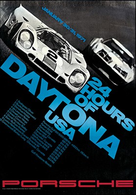 Porsche Original Rennplakat 1971 - 24 Stunden Von Daytona - Leichte Gebrauchsspuren