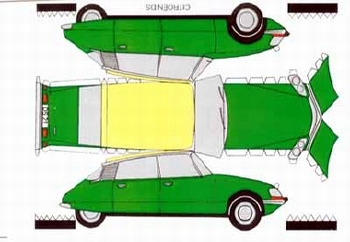 Construction Postcard Citroen Ds Green