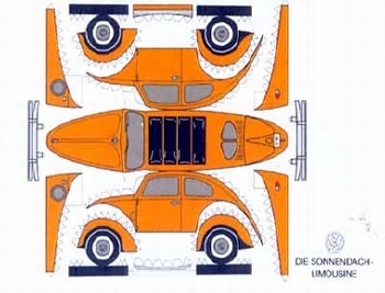 Construction Postcard Vw Beetle Orange