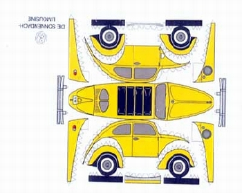 Bastelpostkarte Vw Käfer Gelb