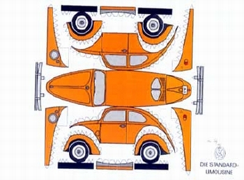 Construction Postcard Vw Beetle Orange