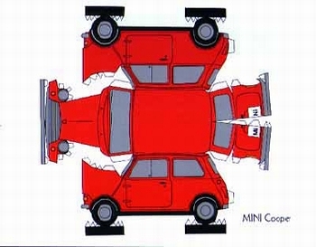 Bastelpostkarte Construction Postcard Austin Mini