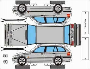 Bastelpostkarte Construction Postcard Bmw 3