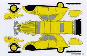 Bastelpostkarte Construction Postcard Citroen 2cv