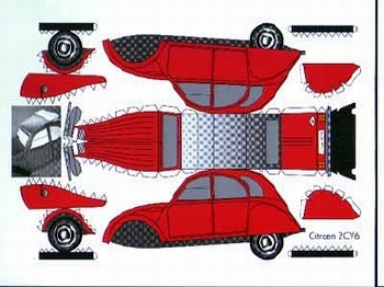 Bastelpostkarte Construction Postcard Citroen 2cv