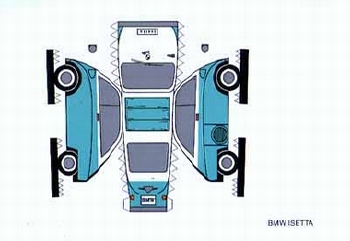 Bastelpostkarte Construction Postcard Bmw Isetta