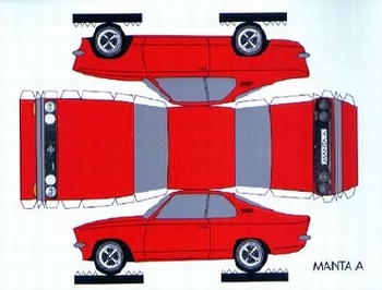 Bastelpostkarte Construction Postcard Opel Manta