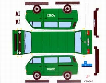 Bastelpostkarte Vw Polizei Bus Designed