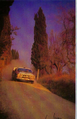 Biason Lancia 037 Race Postcard