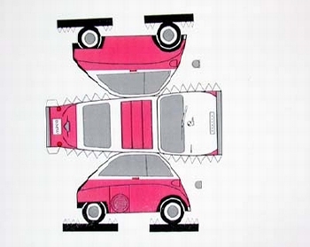 Bastelpostkarte Bmw Isetta Rosa