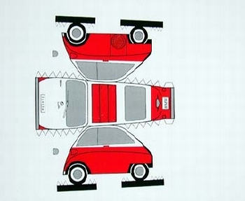 Bastelpostkarte Bmw Isetta Rot