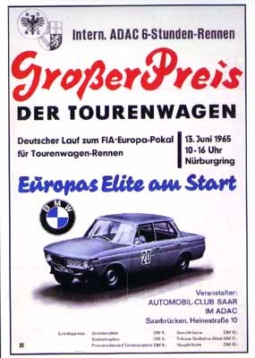 Bmw 1800 1965 Nürburgring Automobile - Postkarte Reprint