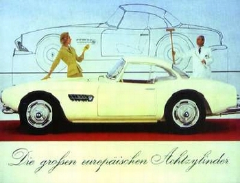 Bmw 507 1956-1959 Automobile Car - Postkarte Reprint