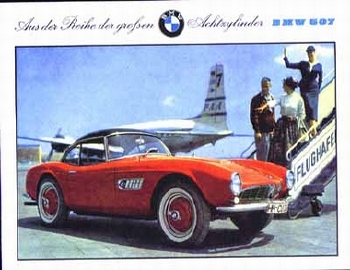 Bmw 507 Automobile Car Postcards - Postkarte Reprint