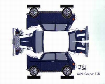 Construction Postcard Mini Cooper 1.3i Blue