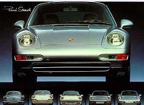 Porsche 911 Carrera 993 Front-evolution - Postkarte Reprint