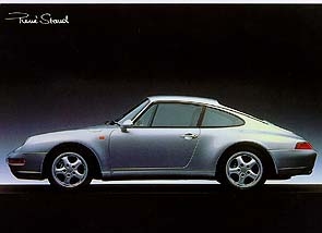 Porsche 911 Carrera 993 Sideshot - Postkarte Reprint