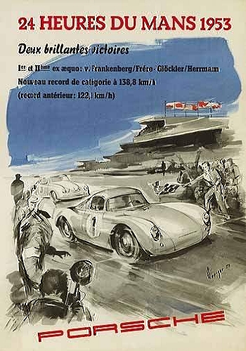 Porsche Rennplakat Reprint 24 Heures - Postkarte Reprint