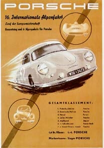Porsche Rennplakat Reprint 356 Alpenfahrt - Postkarte Reprint