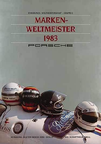 Porsche Rennplakat Reprint Markenweltmeister 1983 - Postkarte Reprint