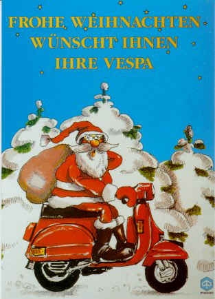 Vespa Weihnachtskarte 1990 Motorroller