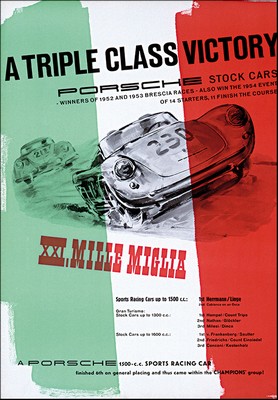 Porsche Postkarte - Mille Miglia 1954