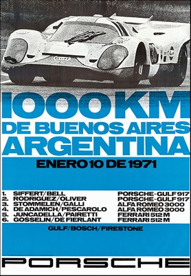 Porsche Postkarte - 1000 Km Buenos Aires 1971