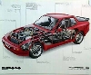 Porsche Original Werbeplakat 1981 - Porsche 944 Schnittzeichnung - Gut Erhalten